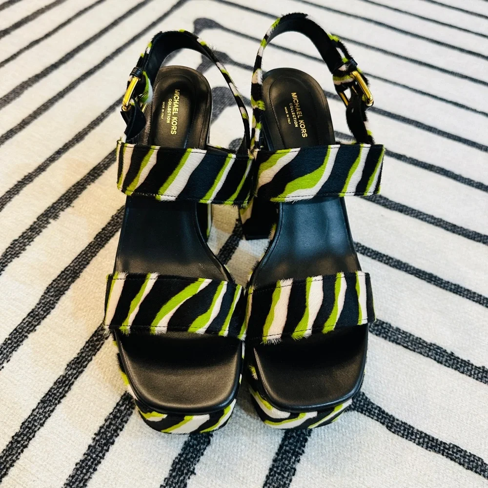 Michael Kors Collection Printed Calf Hair Block Heel Platform